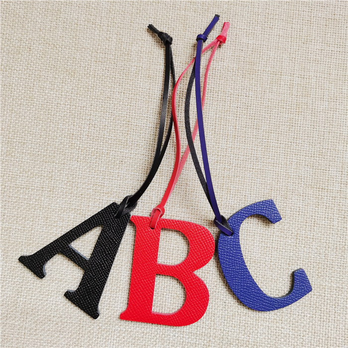 Monogram Keychain Leather - English Letter A B C D