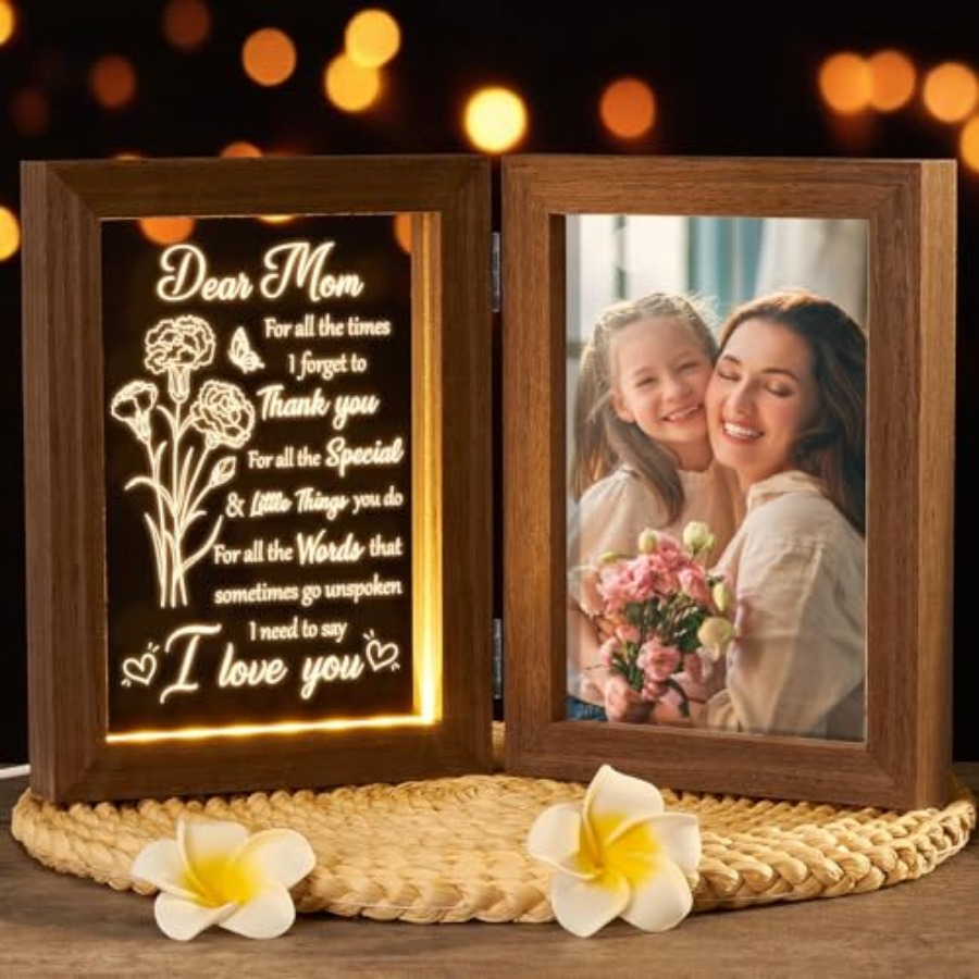 Engraved Wood Frame - Mom Gifts from Daughters Son Christmas