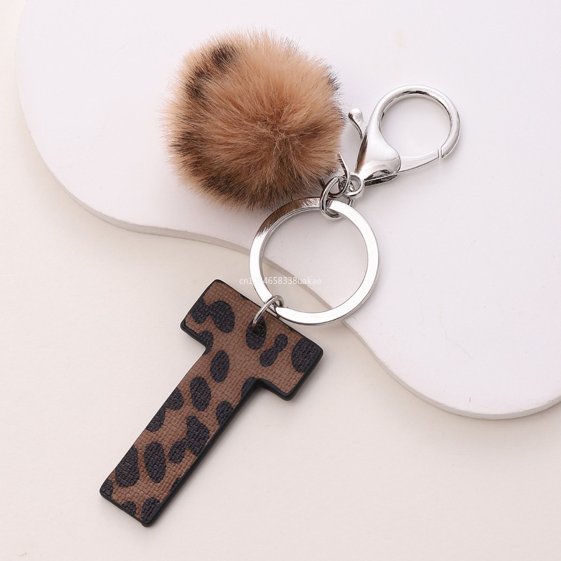Fashion Leopard English Alphab - Monogram Keychain Leather reseña y precio