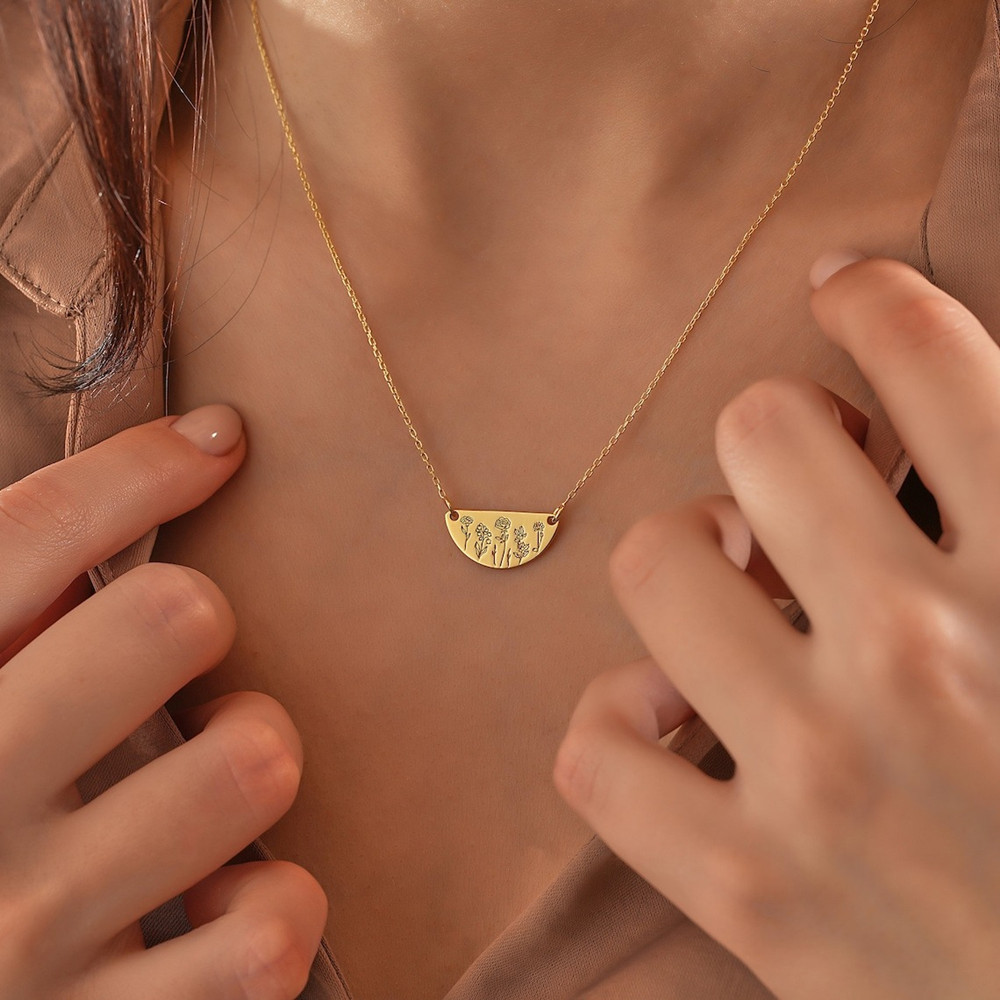 Custom Birth Month Flower Neck - Birth Flower Necklace reseña y precio