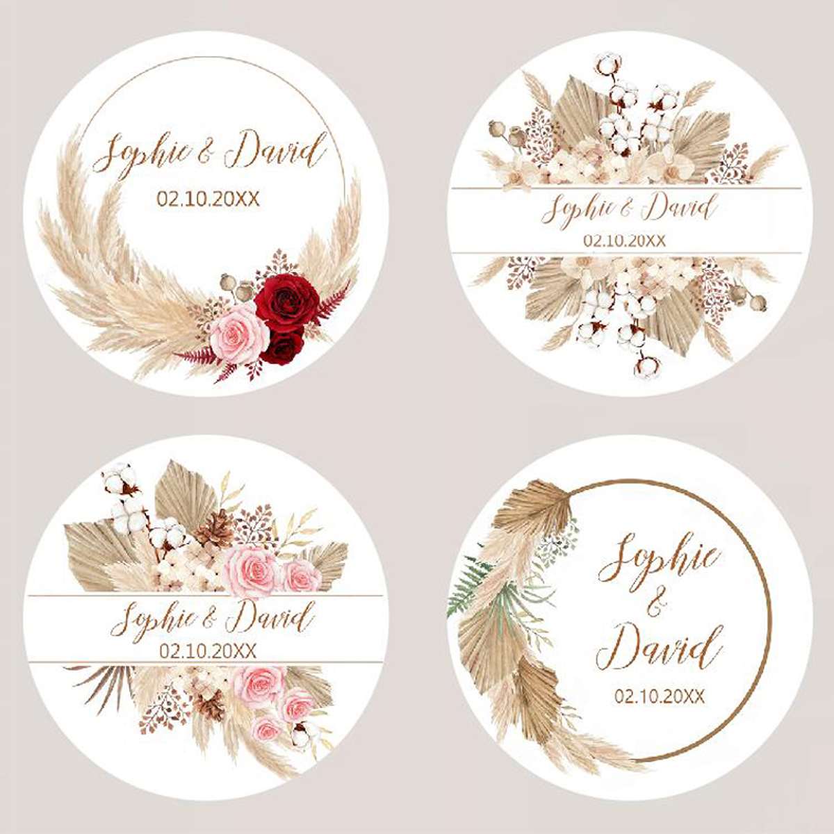 96Pcs Pampas Grass Stickers fo - Personalised Candle Label reseña y precio