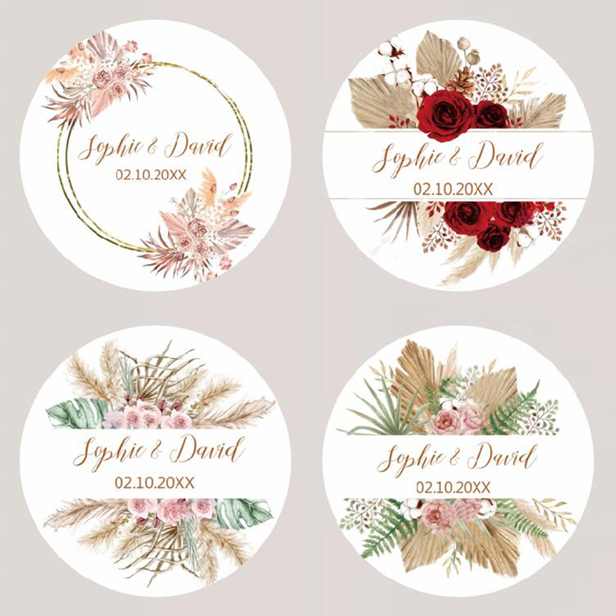 96Pcs Pampas Grass Stickers fo - Personalised Candle Label reseña y precio