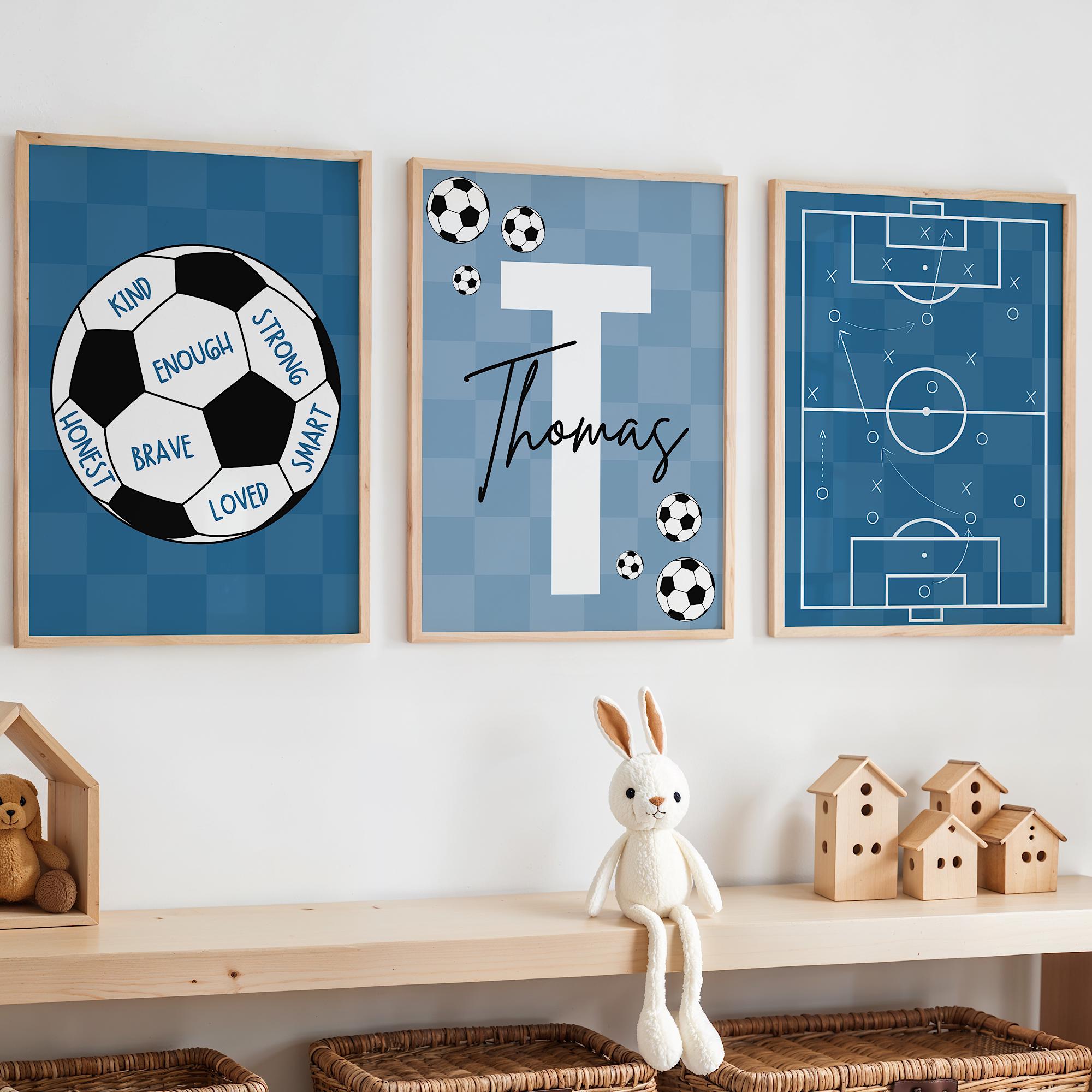 Custom Soccer Wall Art Set Aff - Personalized Name Box reseña y precio