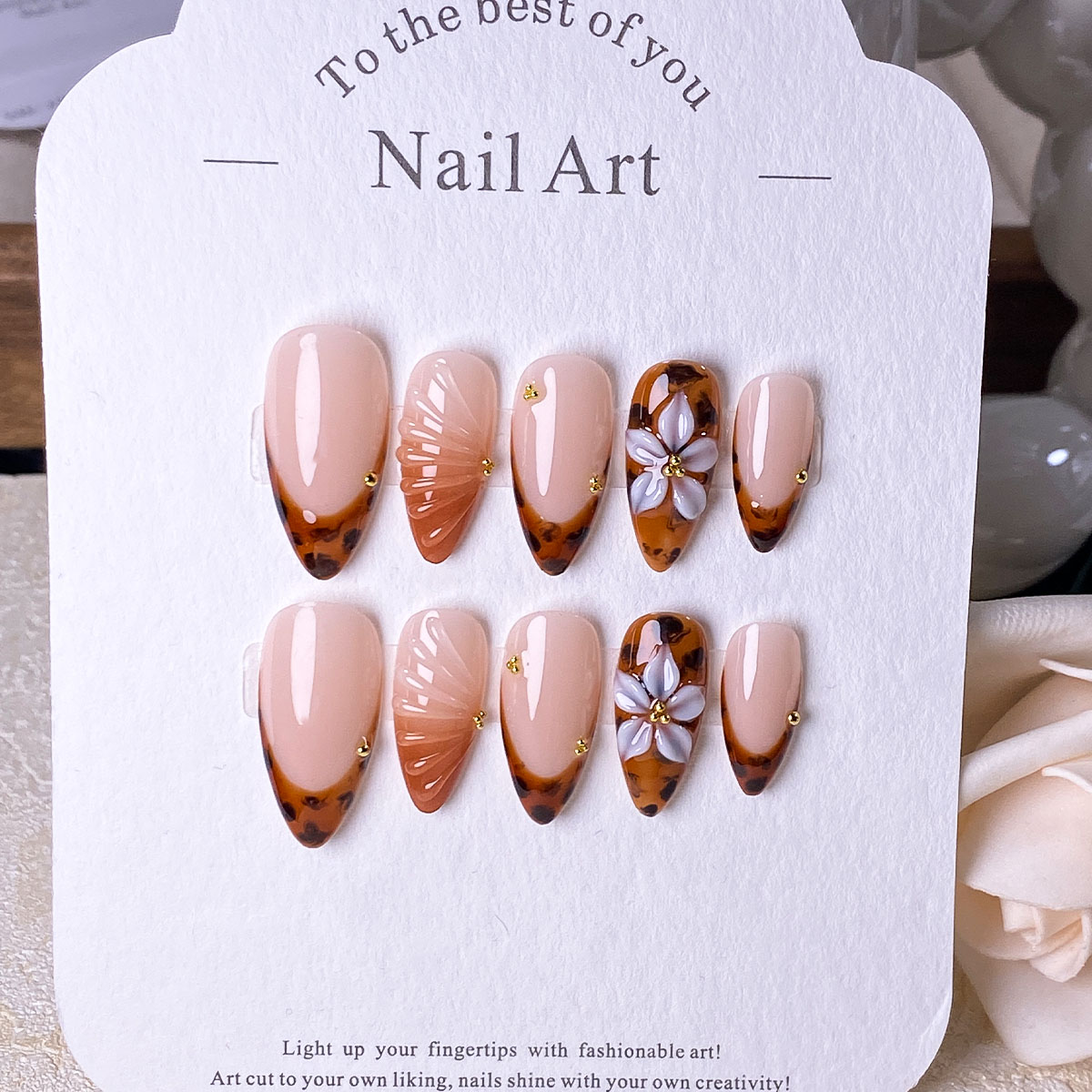 10 pieces of handcrafted brown - Pressed Flower Art reseña y precio