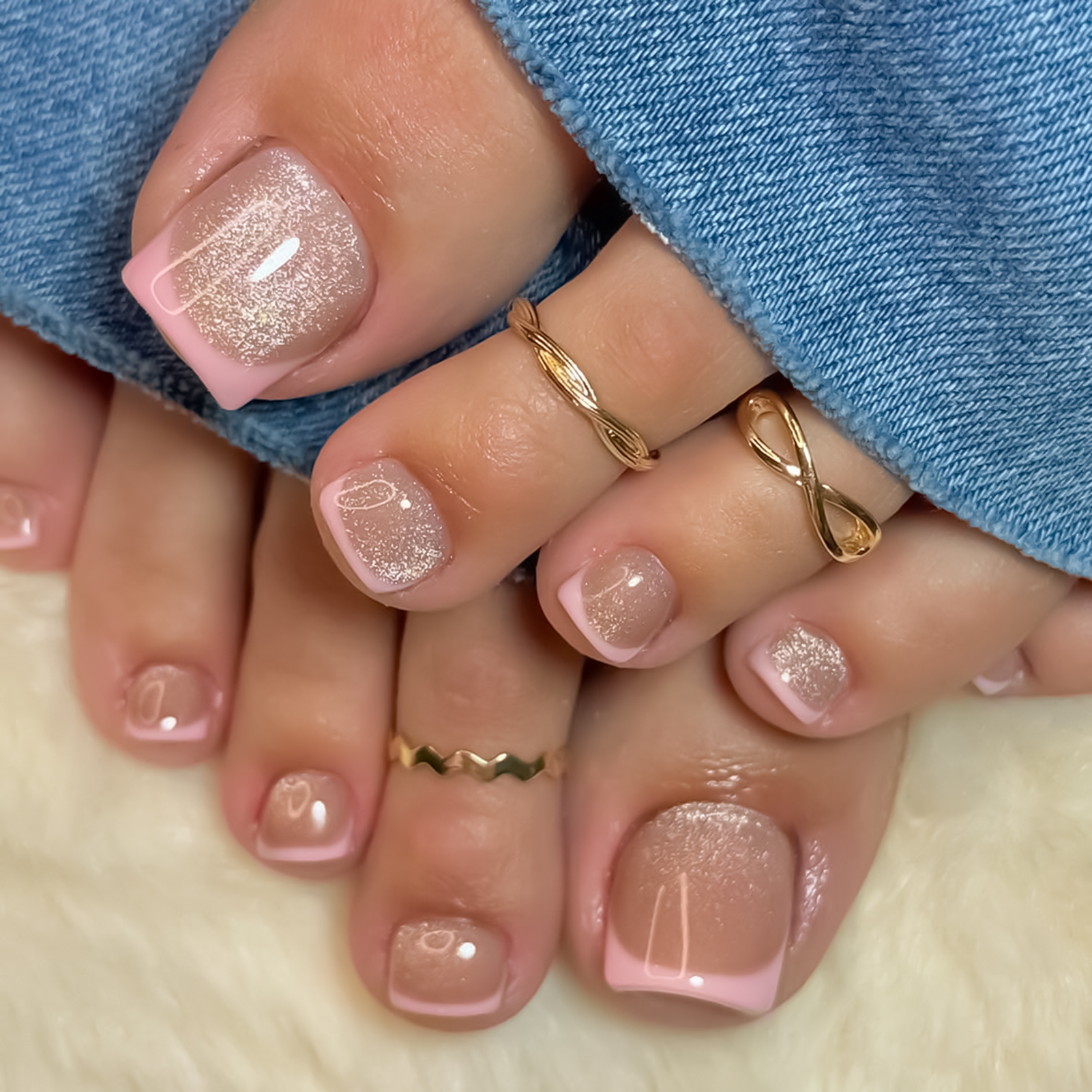 Nude Pink Color Fake Toenails  - Pressed Flower Art reseña y precio