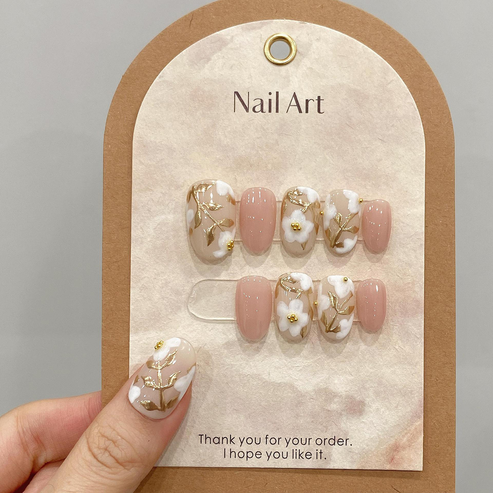 Handmade Press on Nails with W - Pressed Flower Art reseña y precio