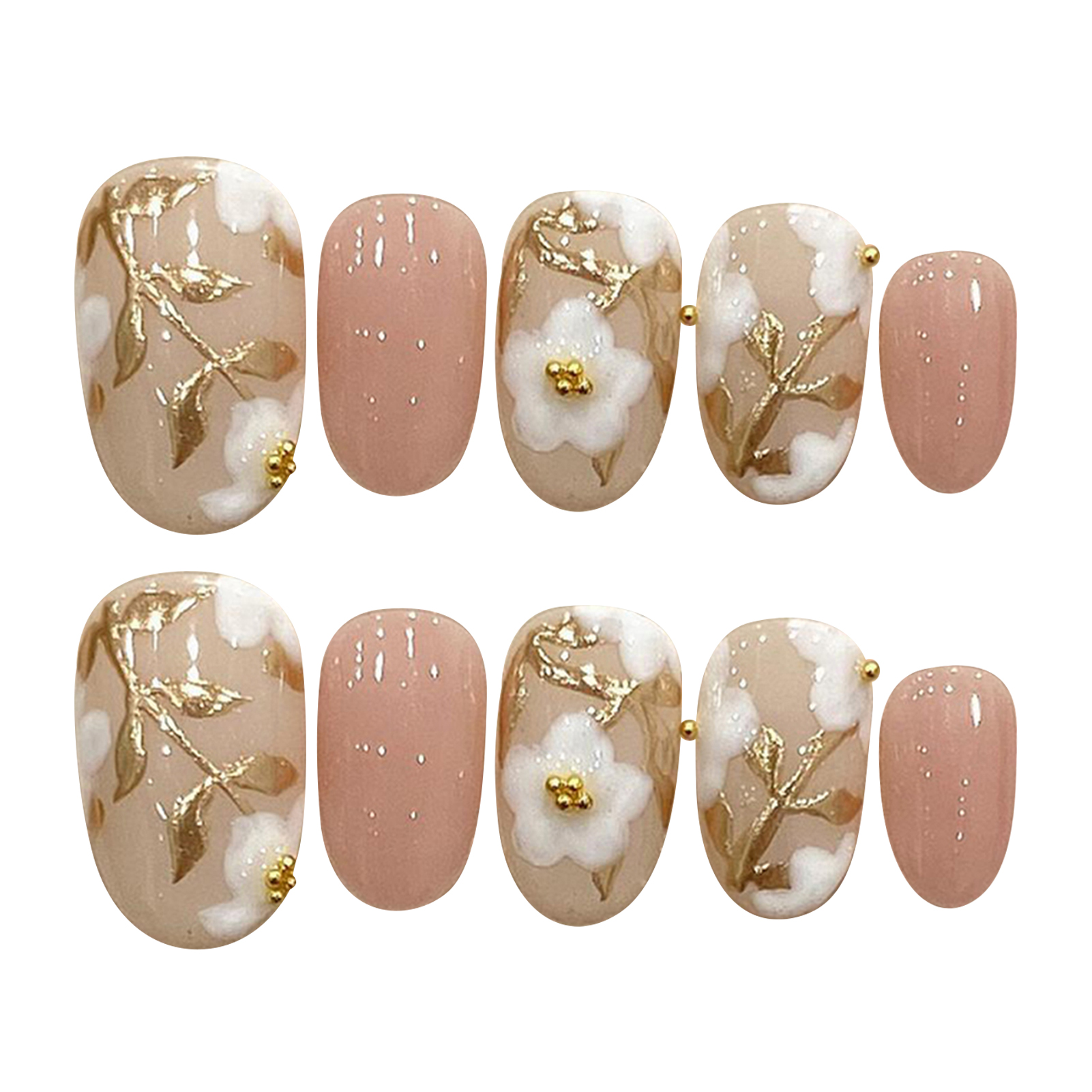 Handmade Press on Nails with W - Pressed Flower Art reseña y precio