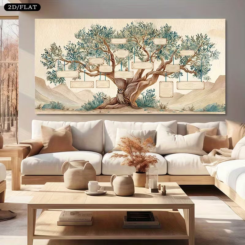 2D Flat, 2D Flat, Large Canvas - Family Tree Print reseña y precio