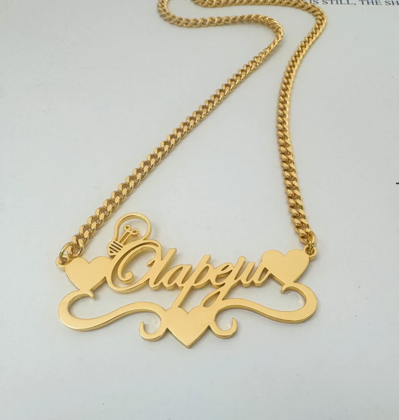 Handcrafted Gold Color Name Ne - Name Necklace Custom reseña y precio