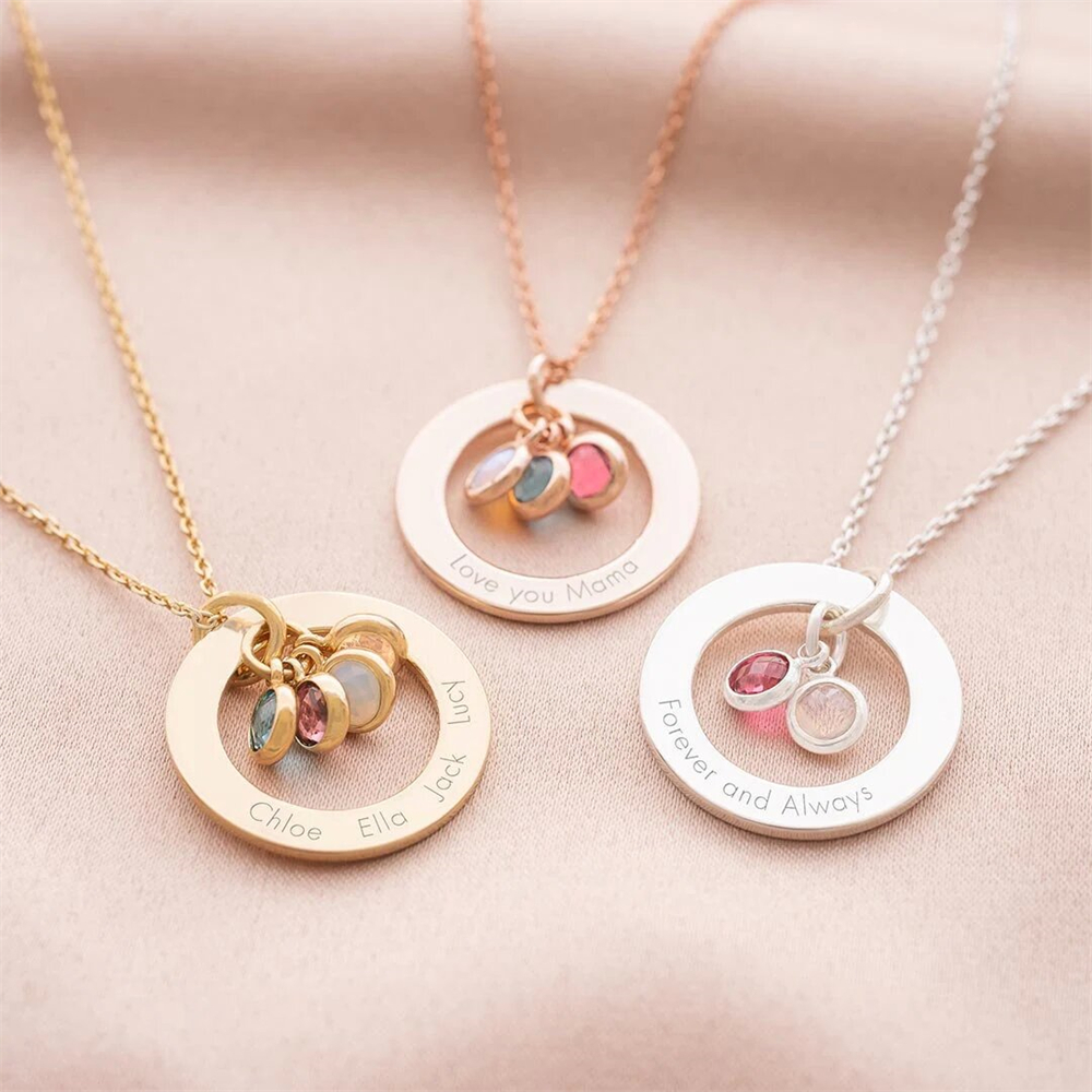 Custom Birthstone Eternal Ring - Birth Flower Necklace reseña y precio