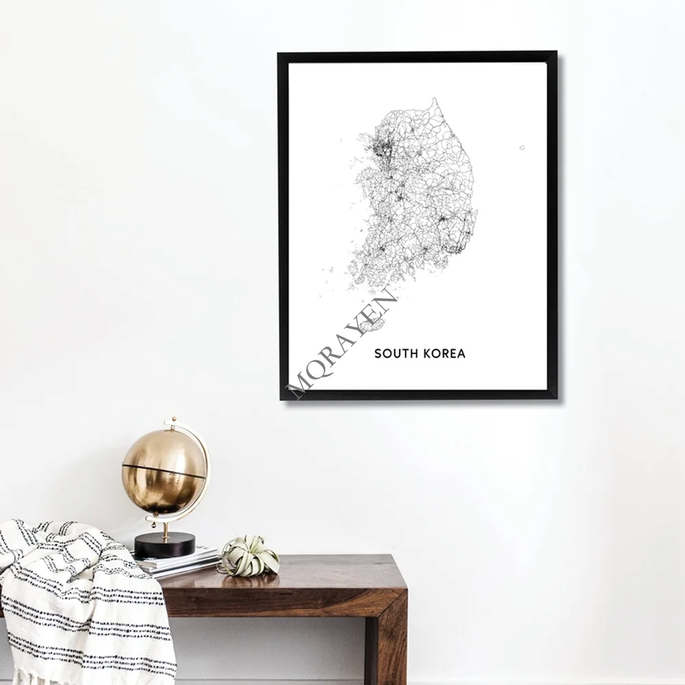 South Korea Map Black and Whit - Custom Star Map reseña y precio