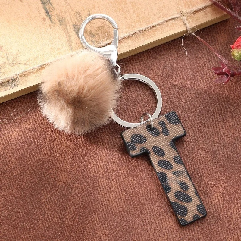 A-M Fashion Leopard Alphabet A - Monogram Keychain Leather reseña y precio
