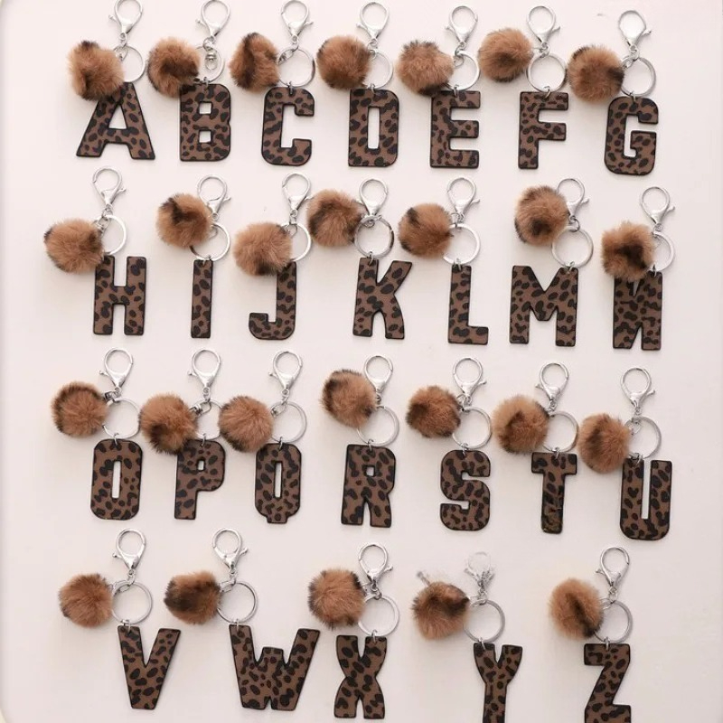 A-M Fashion Leopard Alphabet A - Monogram Keychain Leather reseña y precio