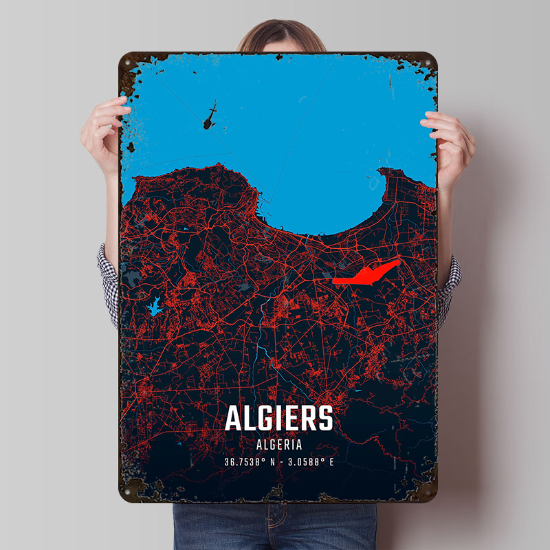Algiers City Map Metal Poster  - Custom Map Poster reseña y precio