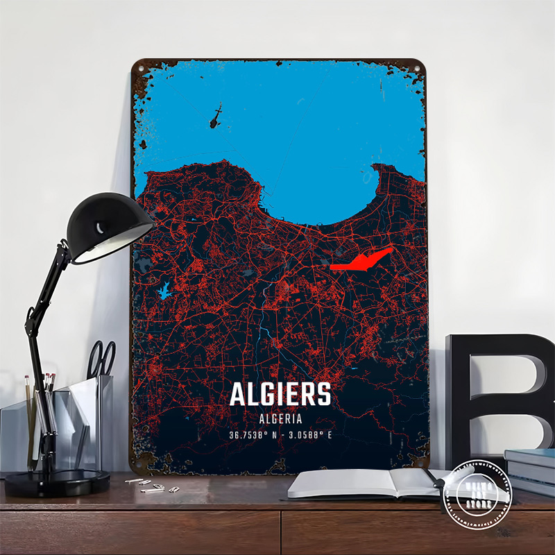 Algiers City Map Metal Poster  - Custom Map Poster reseña y precio