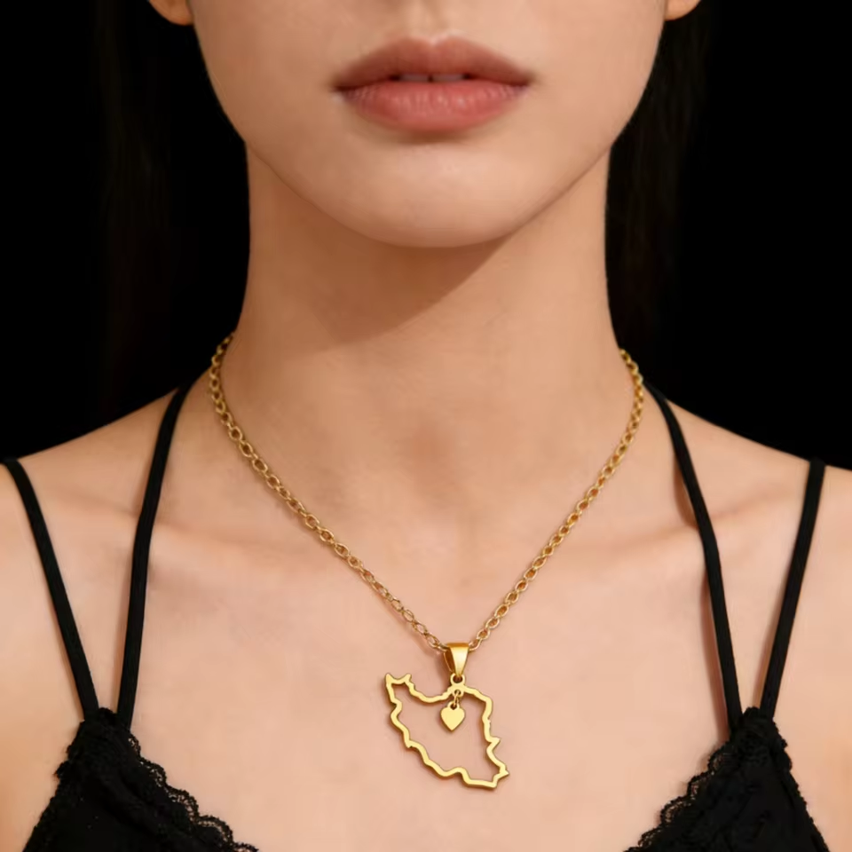 Lucktune Iran Map Pendant Neck - Custom Star Map reseña y precio