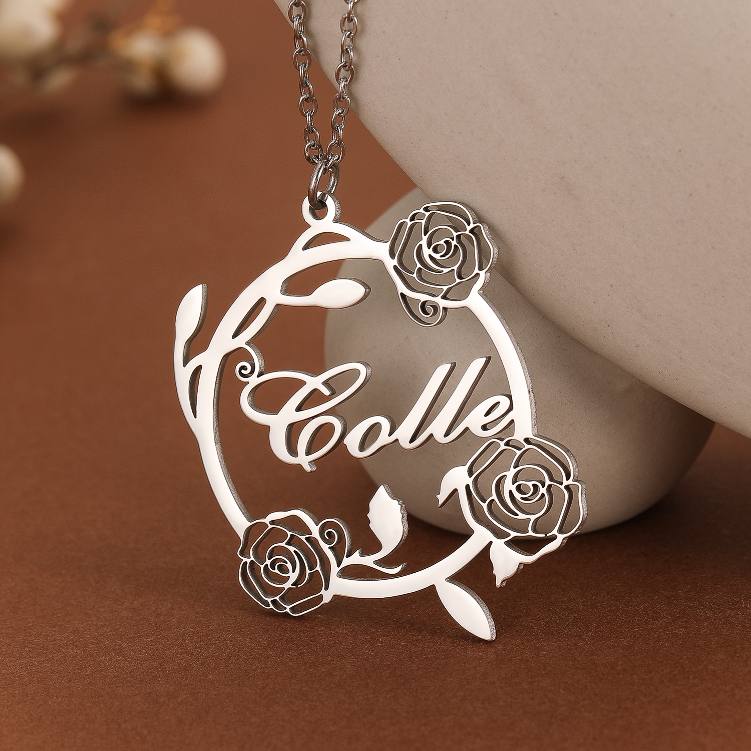 1pc Custom Rose Flower Name Ne - Name Necklace Custom reseña y precio