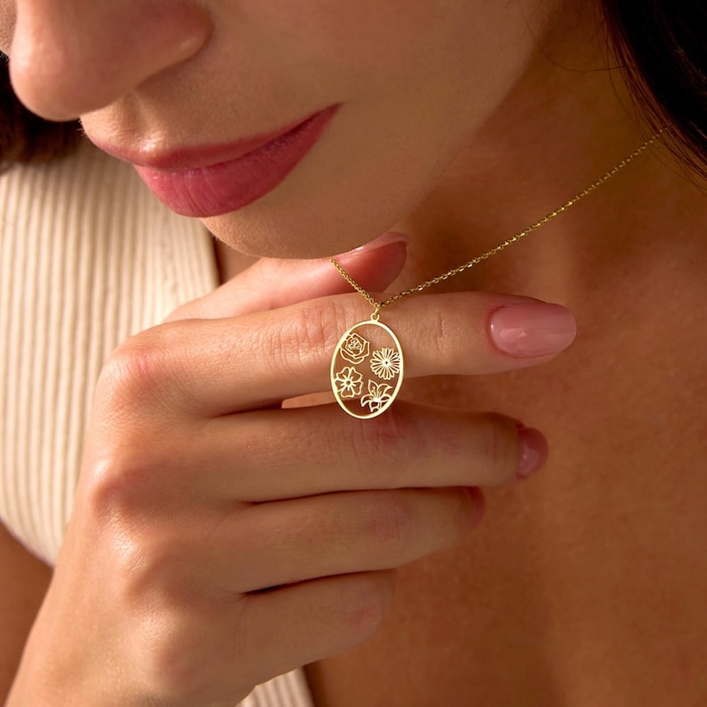 Custom Birth Flower Necklace P - Birth Flower Necklace reseña y precio