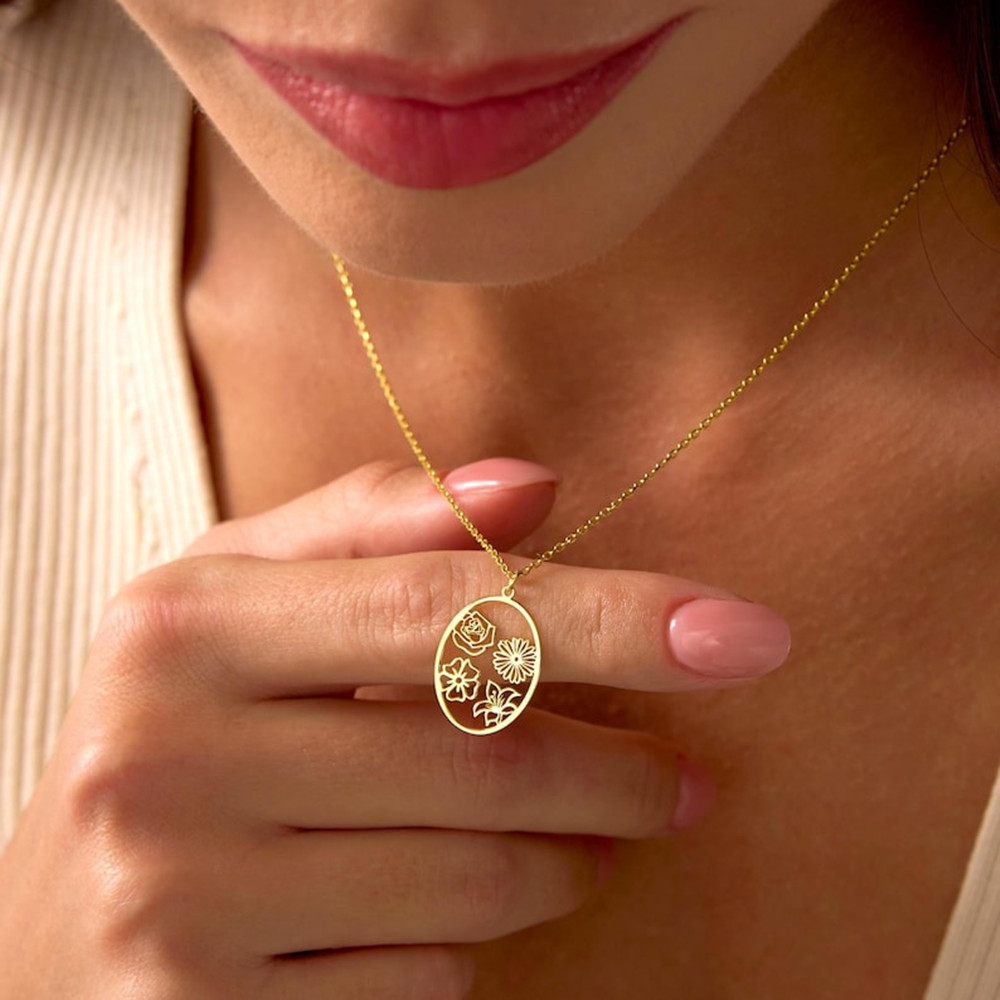 Custom Birth Flower Necklace P - Birth Flower Necklace reseña y precio