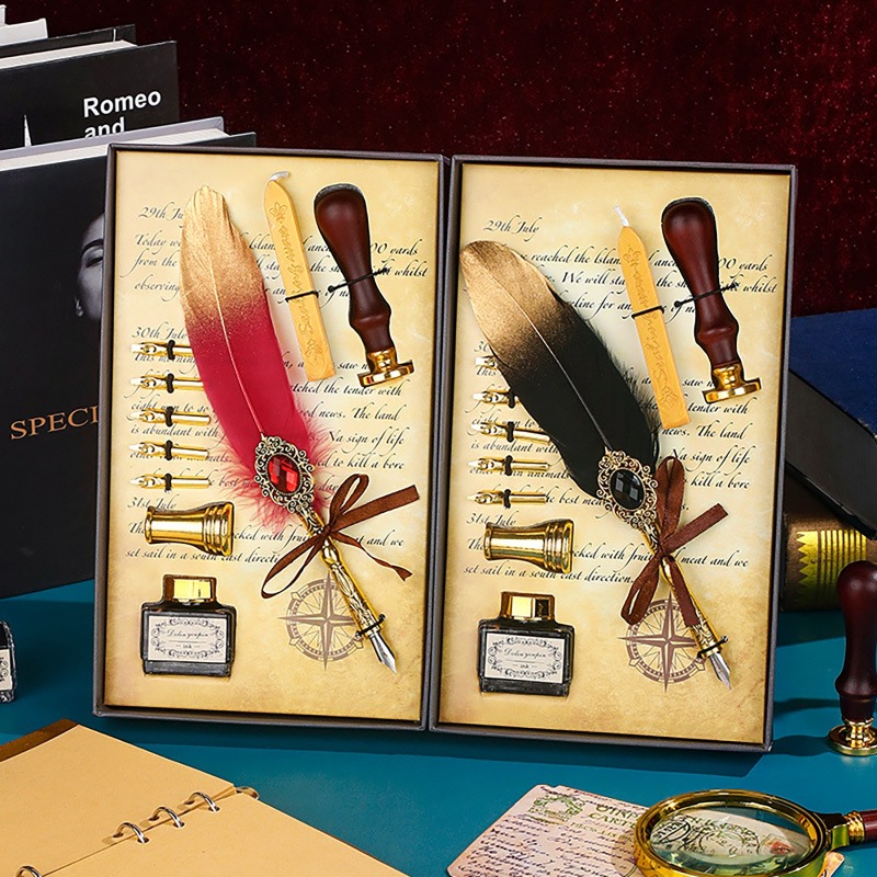 Creative Feather Dip Pen Ink S - Wax Seal Letter Kit reseña y precio