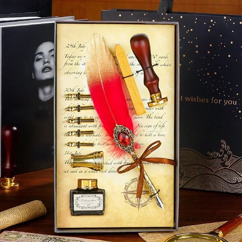 Creative Feather Dip Pen Ink S - Wax Seal Letter Kit reseña y precio