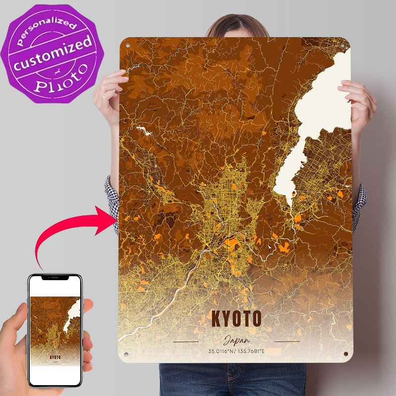 Kyoto Japan Map Art Metal Post - Custom Map Poster reseña y precio