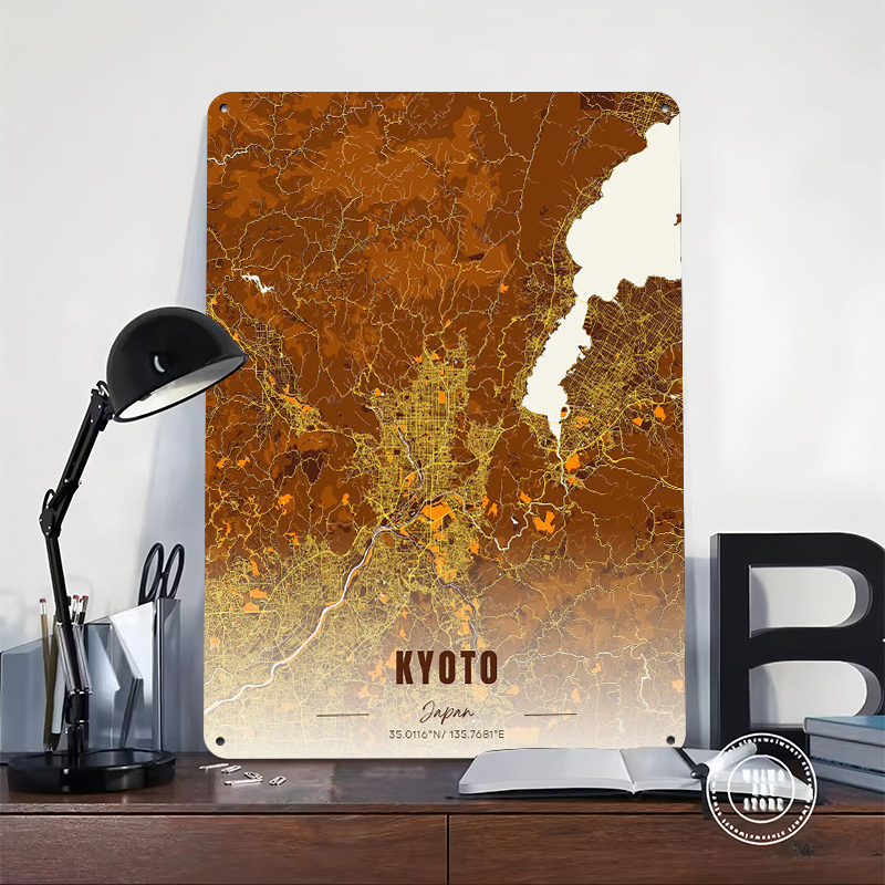 Kyoto Japan Map Art Metal Post - Custom Map Poster reseña y precio