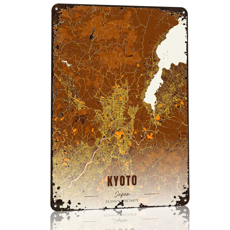 Kyoto Japan Map Art Metal Post - Custom Map Poster reseña y precio