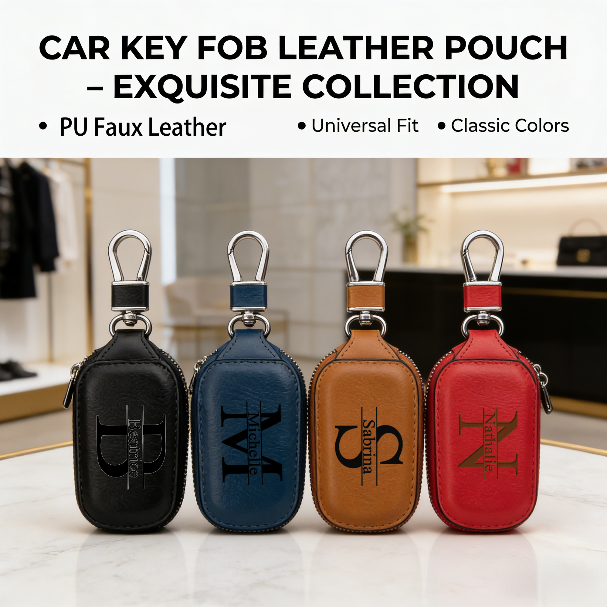 Personalized Custom Zipper Key - Monogram Keychain Leather reseña y precio