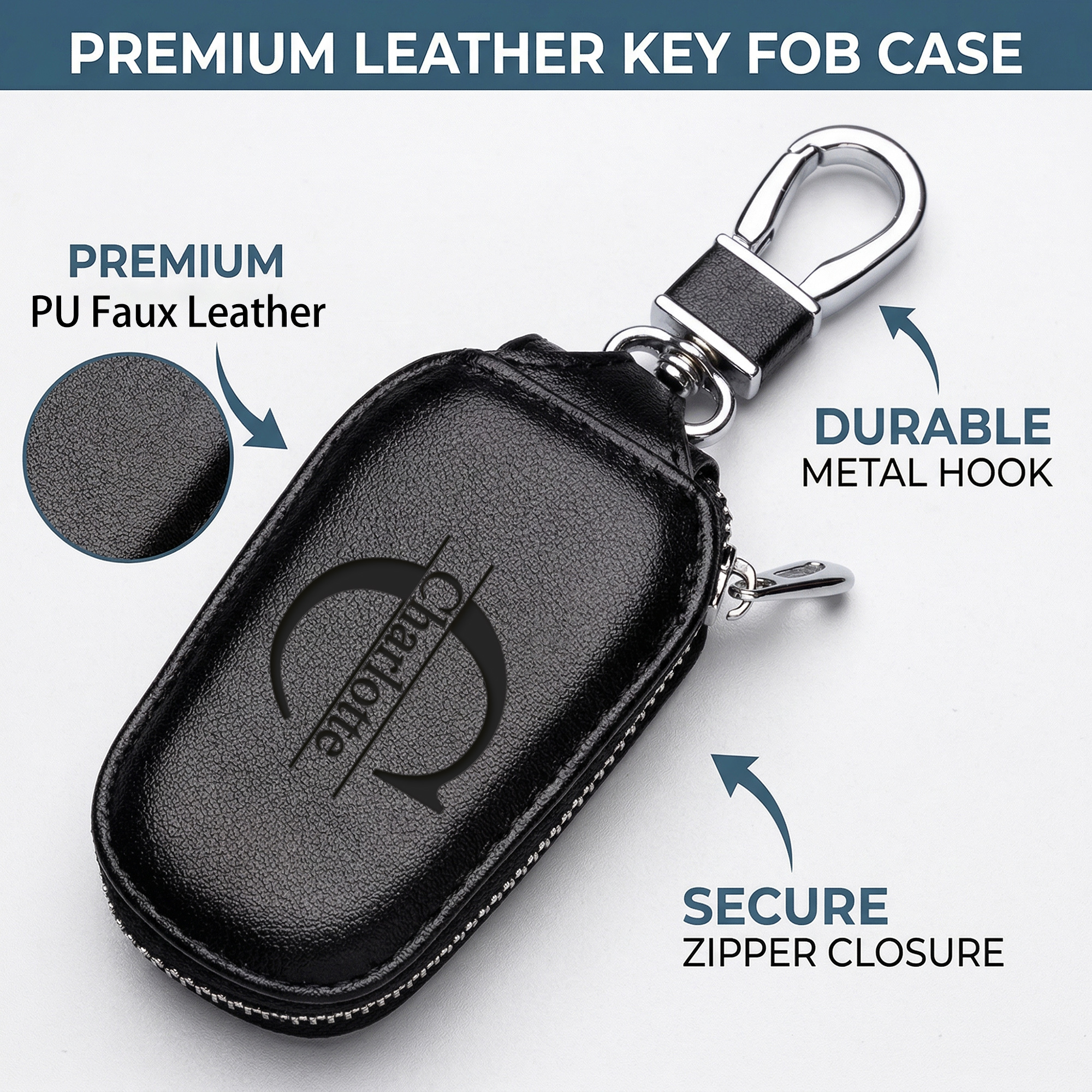 Personalized Custom Zipper Key - Monogram Keychain Leather reseña y precio