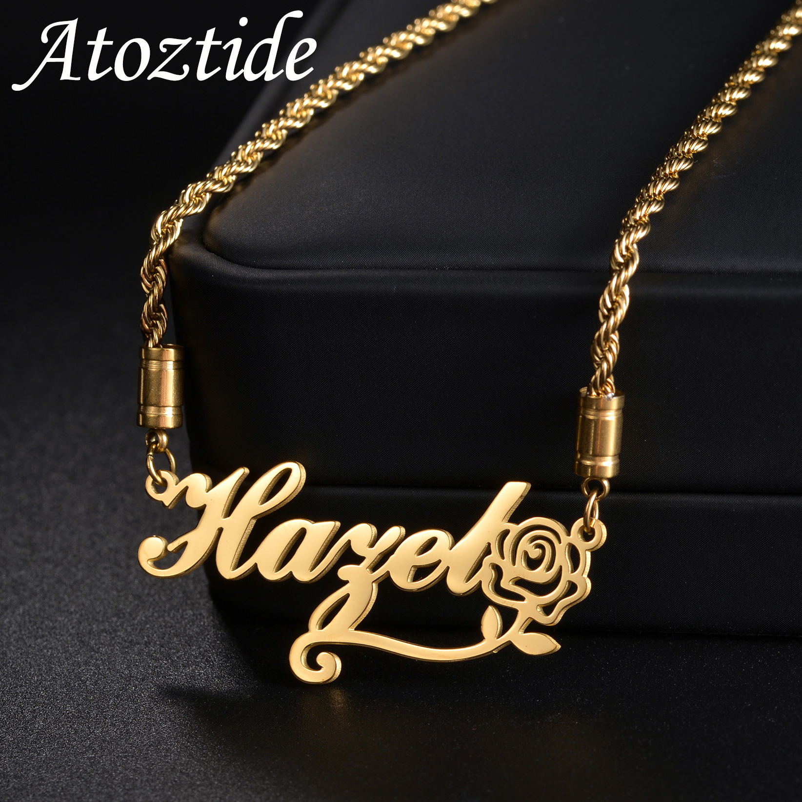 Atoztide Personalized Custom N - Birth Flower Necklace reseña y precio