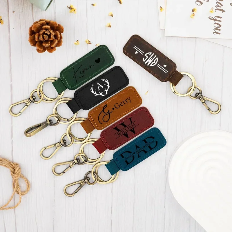 Laser Custom Logo Leather Keyc - Initial Ring Custom reseña y precio