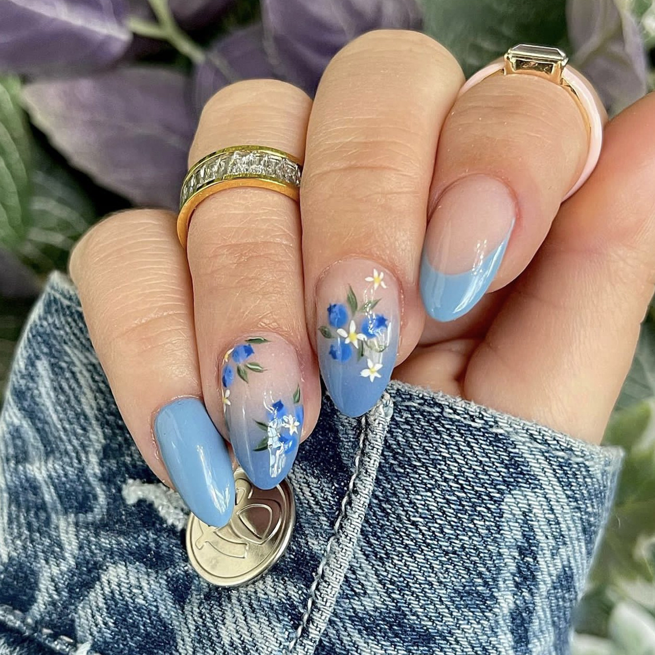 24Pcs Simple Almond Nails Tips - Pressed Flower Art reseña y precio