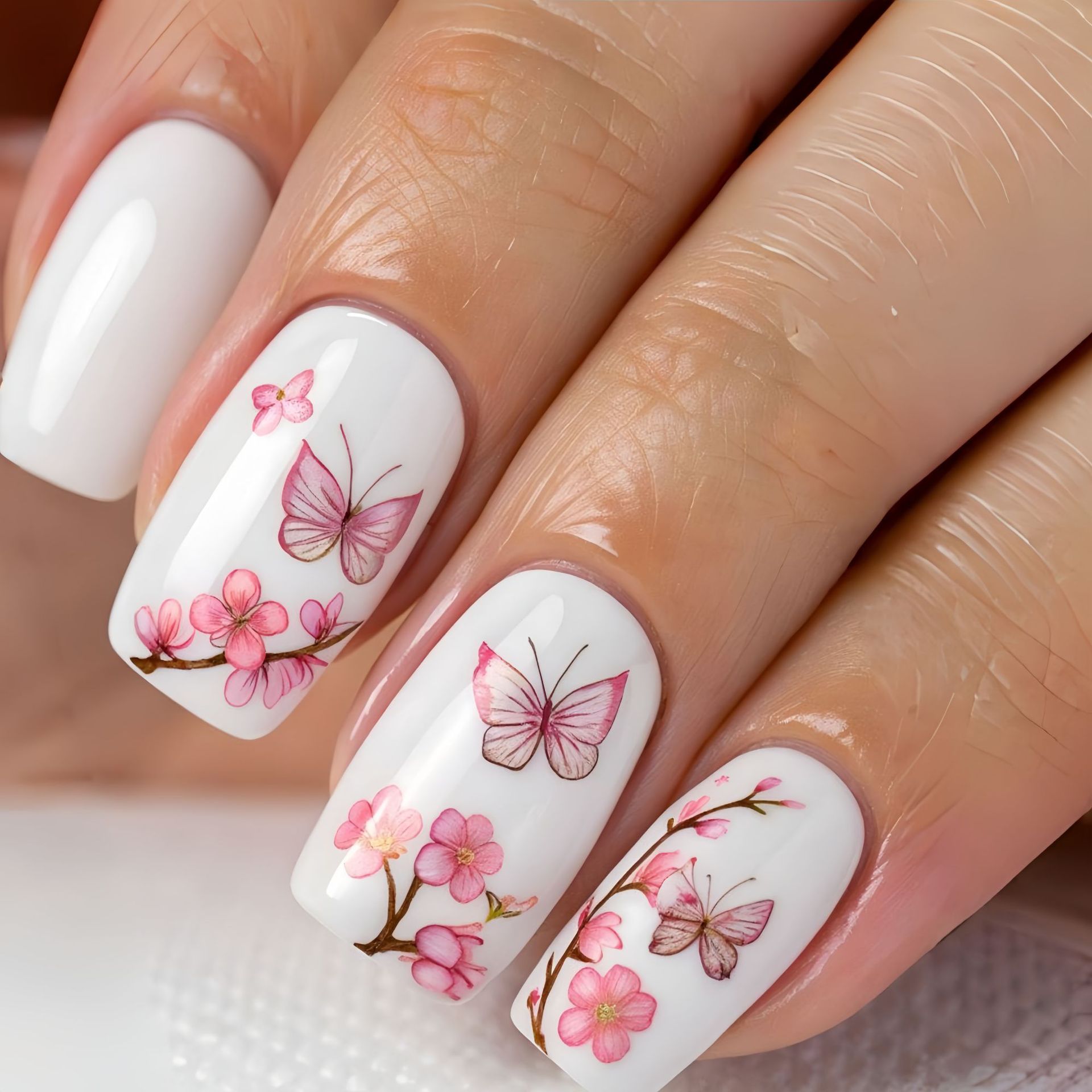 Medium fake nails for women gi - Pressed Flower Art reseña y precio