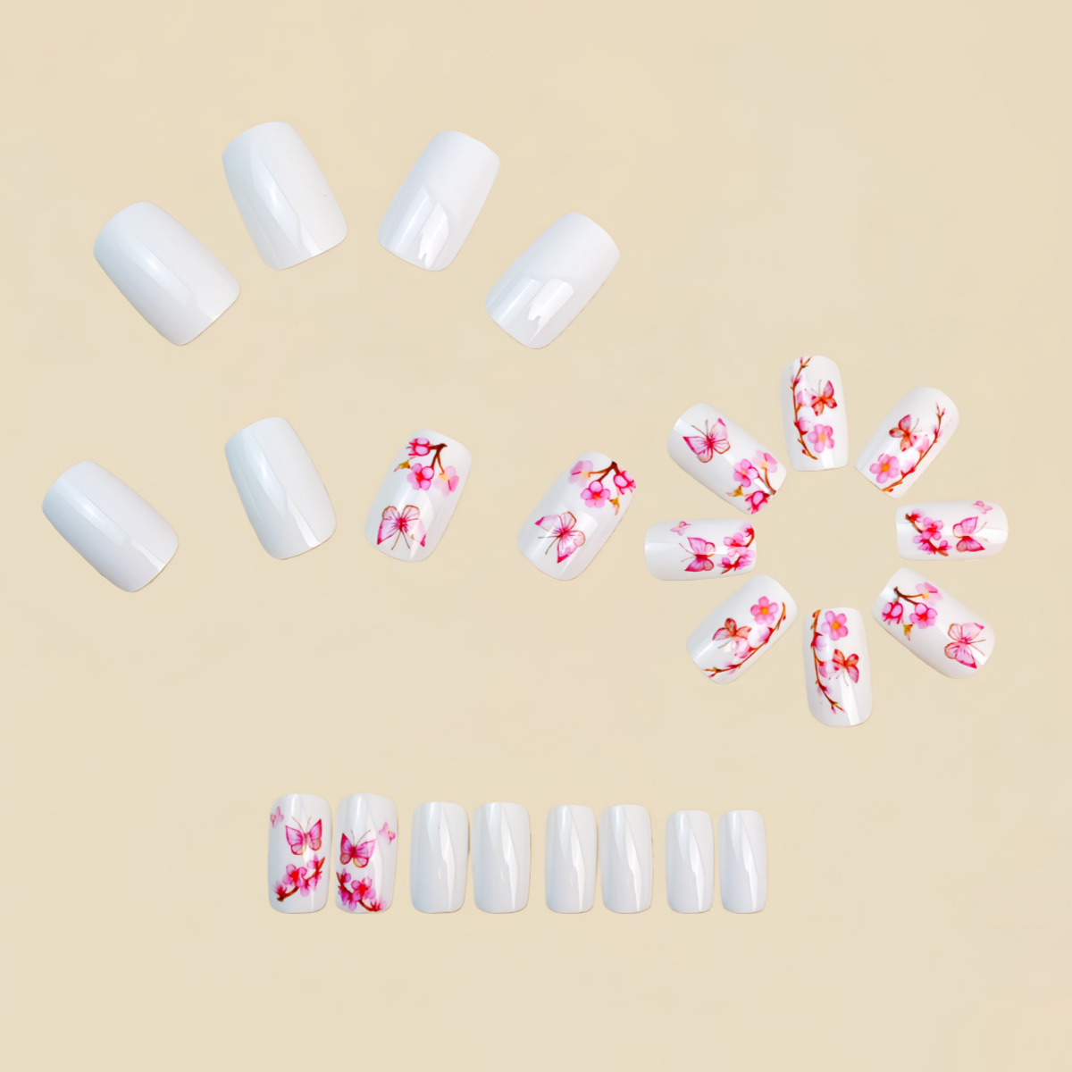 Medium fake nails for women gi - Pressed Flower Art reseña y precio