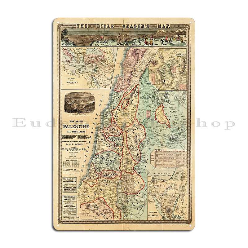 Map Of Palestine And All Bible - Custom Map Poster reseña y precio