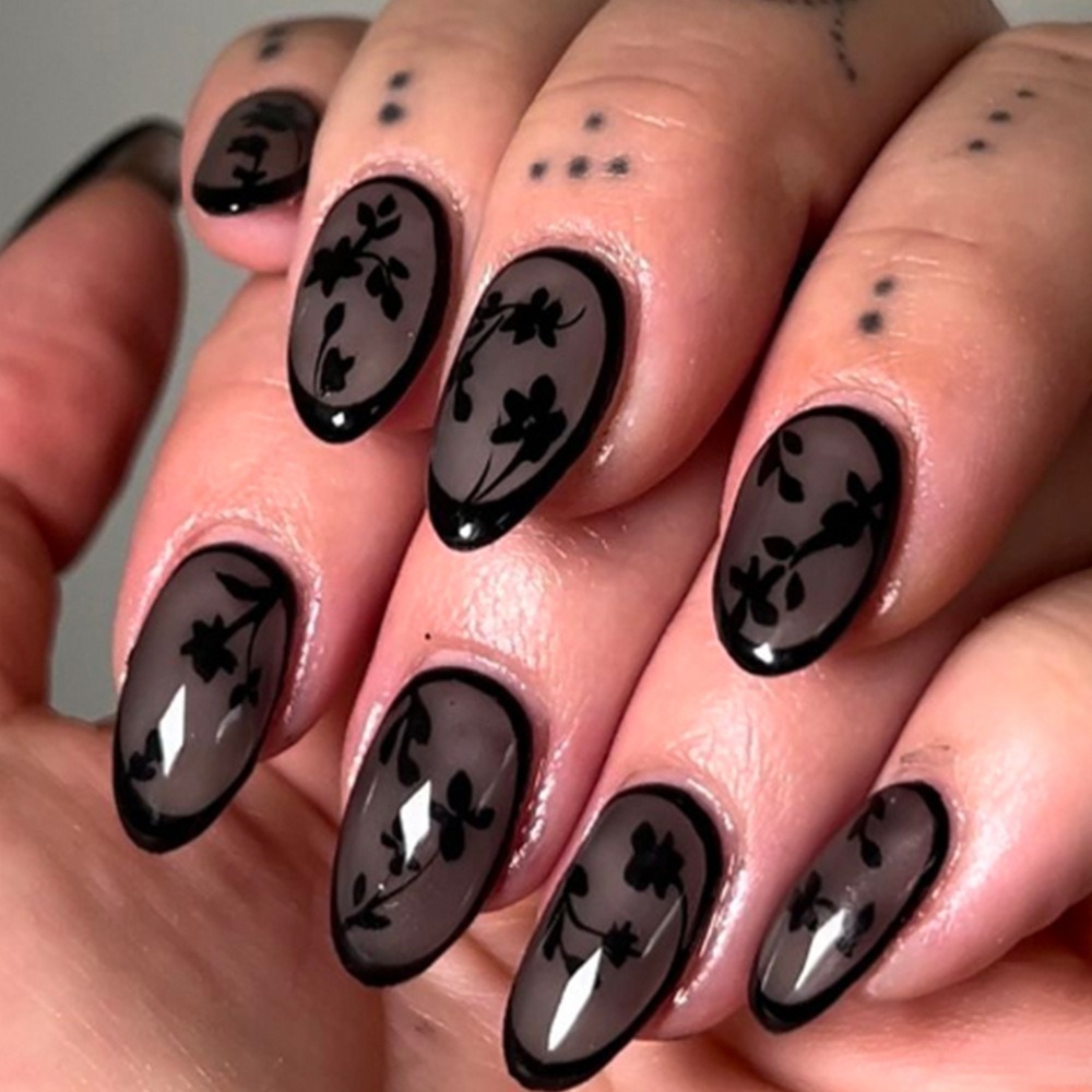 24pcs Leopard Print Brown Nail - Pressed Flower Art reseña y precio