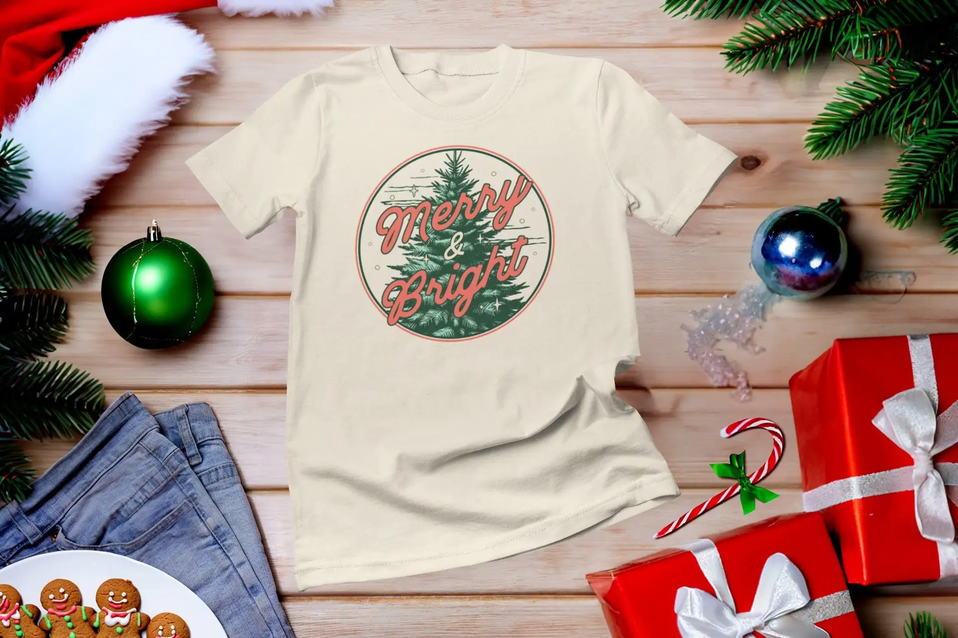 Merry and BrighT T Shirt Trees - Family Tree Print reseña y precio