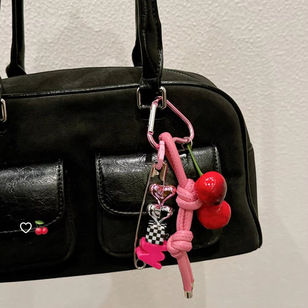 Y2k Cute Cherry Alphabet PU Le - Monogram Keychain Leather reseña y precio