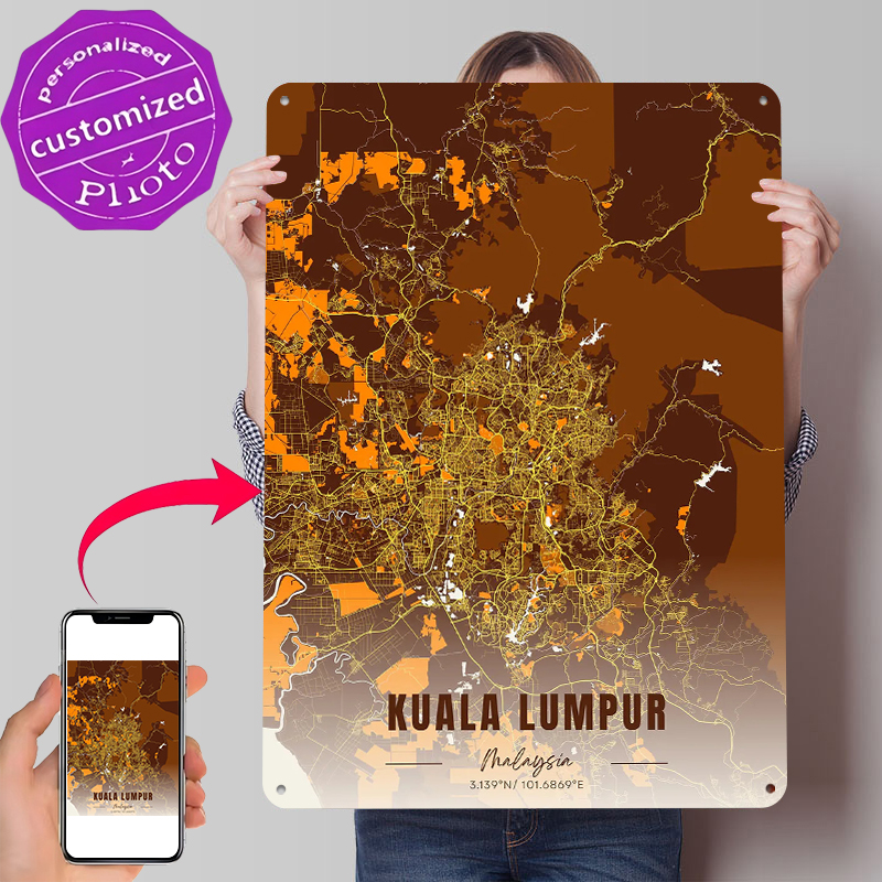 Kuala Lumpur Map Art Printed P - Custom Map Poster reseña y precio