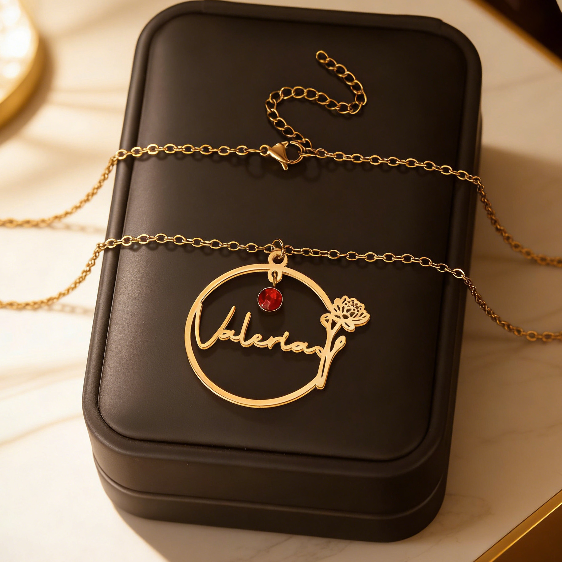 Haiyufly Custom Name Necklace  - Birth Flower Necklace reseña y precio