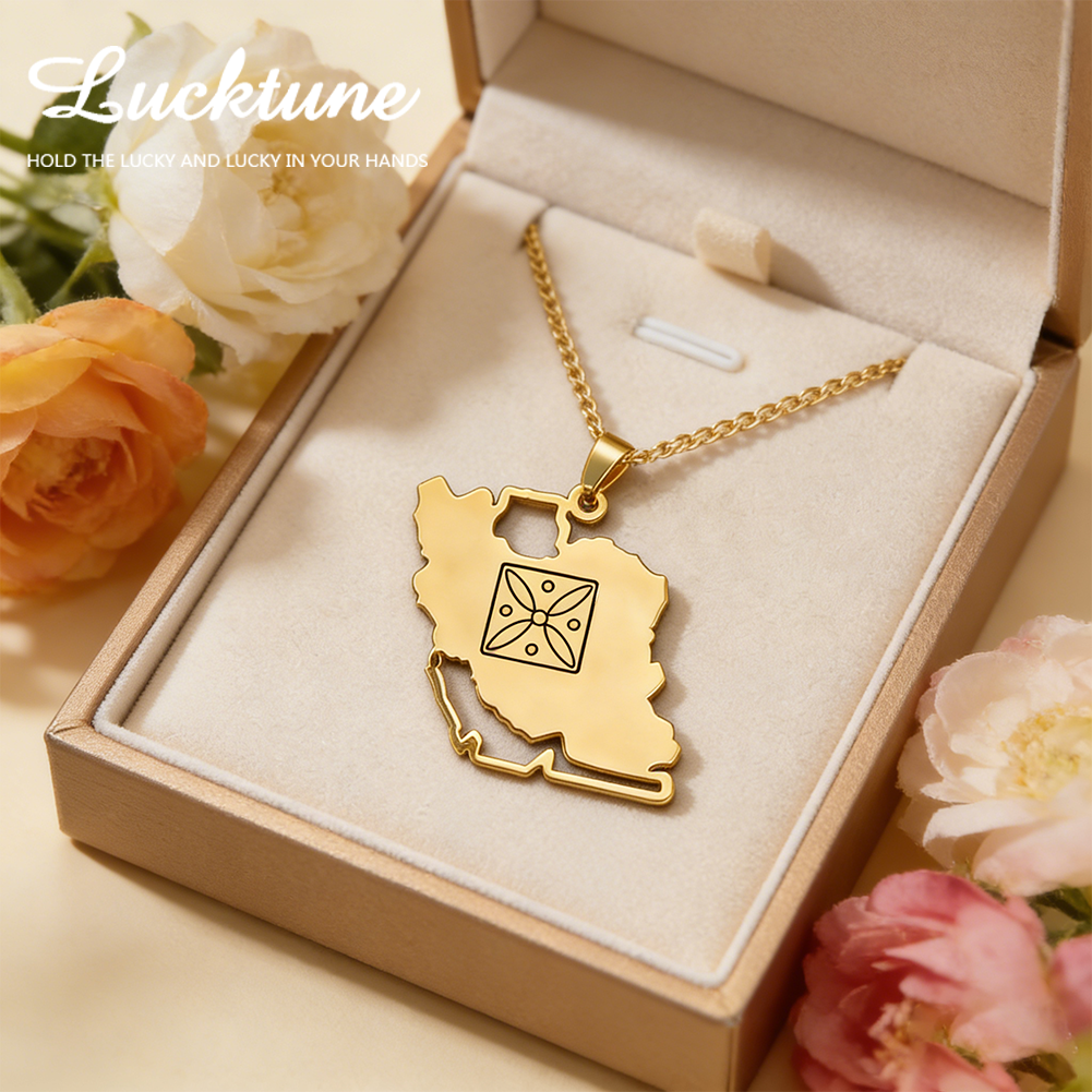 Lucktune Iran Map Pendant Neck - Custom Star Map reseña y precio