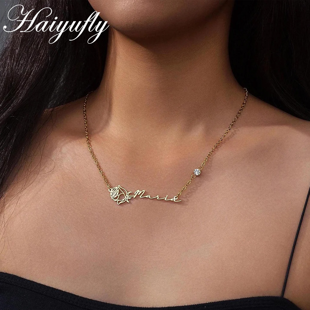 Haiyufly Personalized Custom N - Birth Flower Necklace reseña y precio