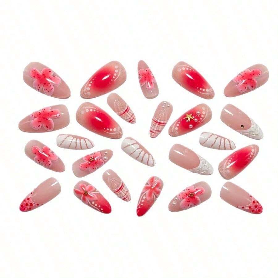 Women Pink 3D Flower Press On  - Pressed Flower Art reseña y precio