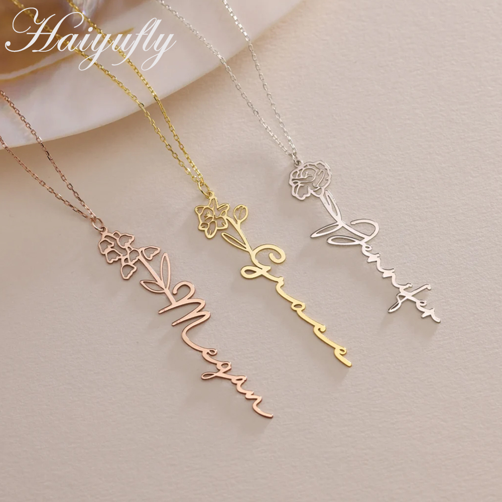 Haiyufly Custom Name Necklace  - Birth Flower Necklace reseña y precio