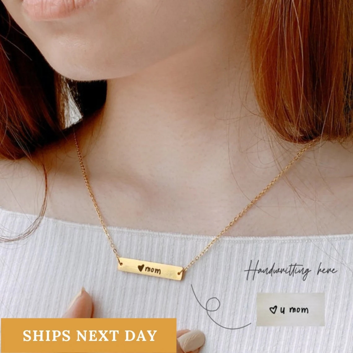 Actual Handwriting Bar Necklac - Handwriting Necklace Bar reseña y precio