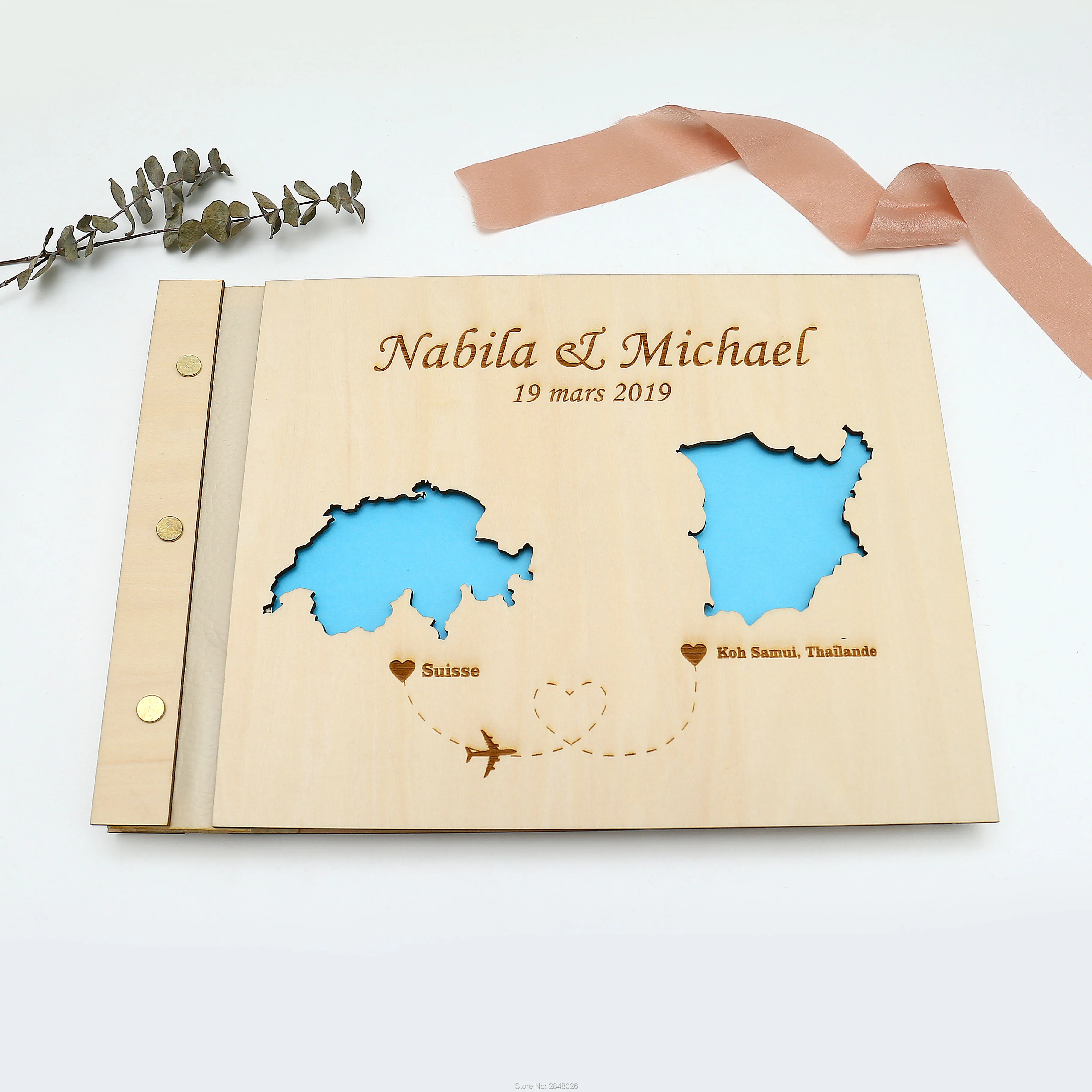 Rustic engraved wedding guestb - Custom Star Map reseña y precio