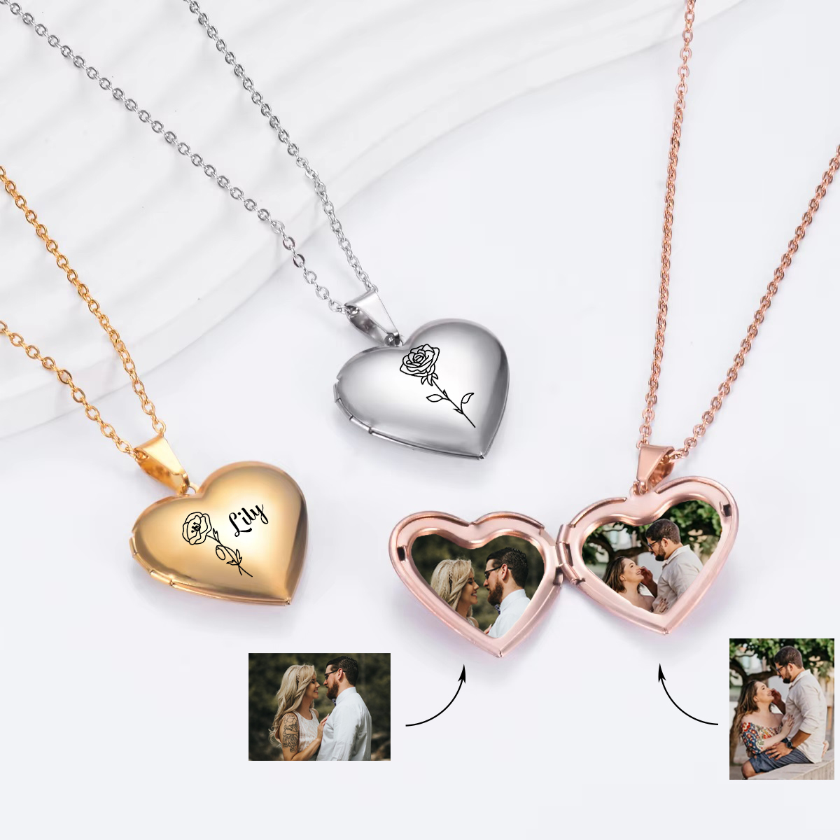 Custom Personalized Heart Birt - Birth Flower Necklace reseña y precio