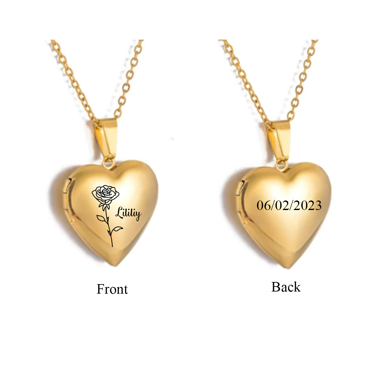 Custom Personalized Heart Birt - Birth Flower Necklace reseña y precio