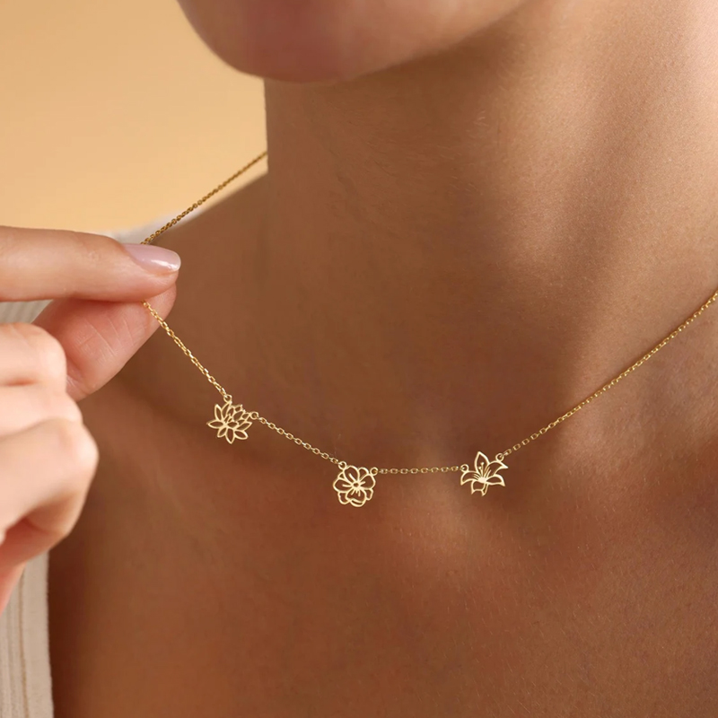 Customized Birth Flowers Neckl - Birth Flower Necklace reseña y precio
